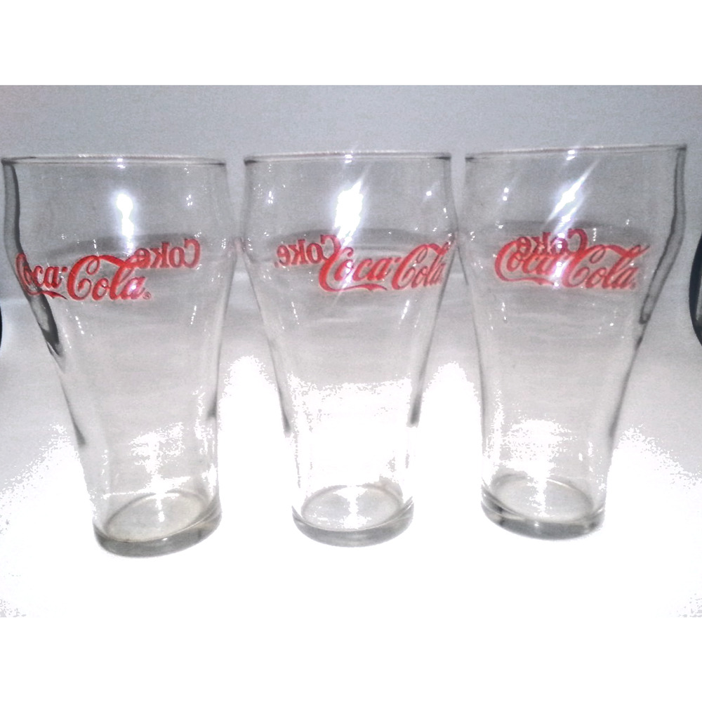 Vintage Coca-Cola Coke Soda Fountain Glass Red Double SIded Logo Red Letter Coke